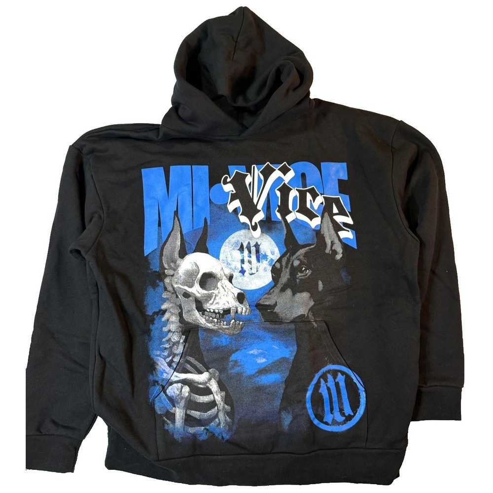 Evil Vice Hoodie Mens 2XL Skeleton Dogs Moon AOP Miami Exclusive NWT‎